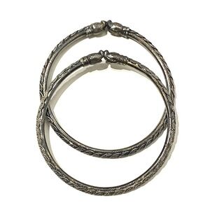 Set of 2 Silver Animal Head Bangles